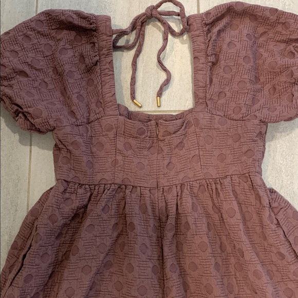 Madewell Floral Quilted Puff-Sleeve Mini Dress Size Medium Fig Multi Jacquard - Picture 6 of 11